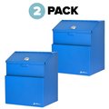 Adiroffice Wall Mountable Steel Locking Suggestion Box, Blue, PK2 ADI631-01-BLU-2pk